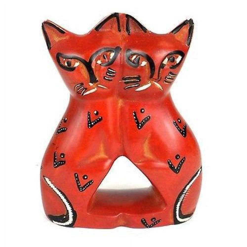 Lovey Cats Soapstone Sculpture, Red