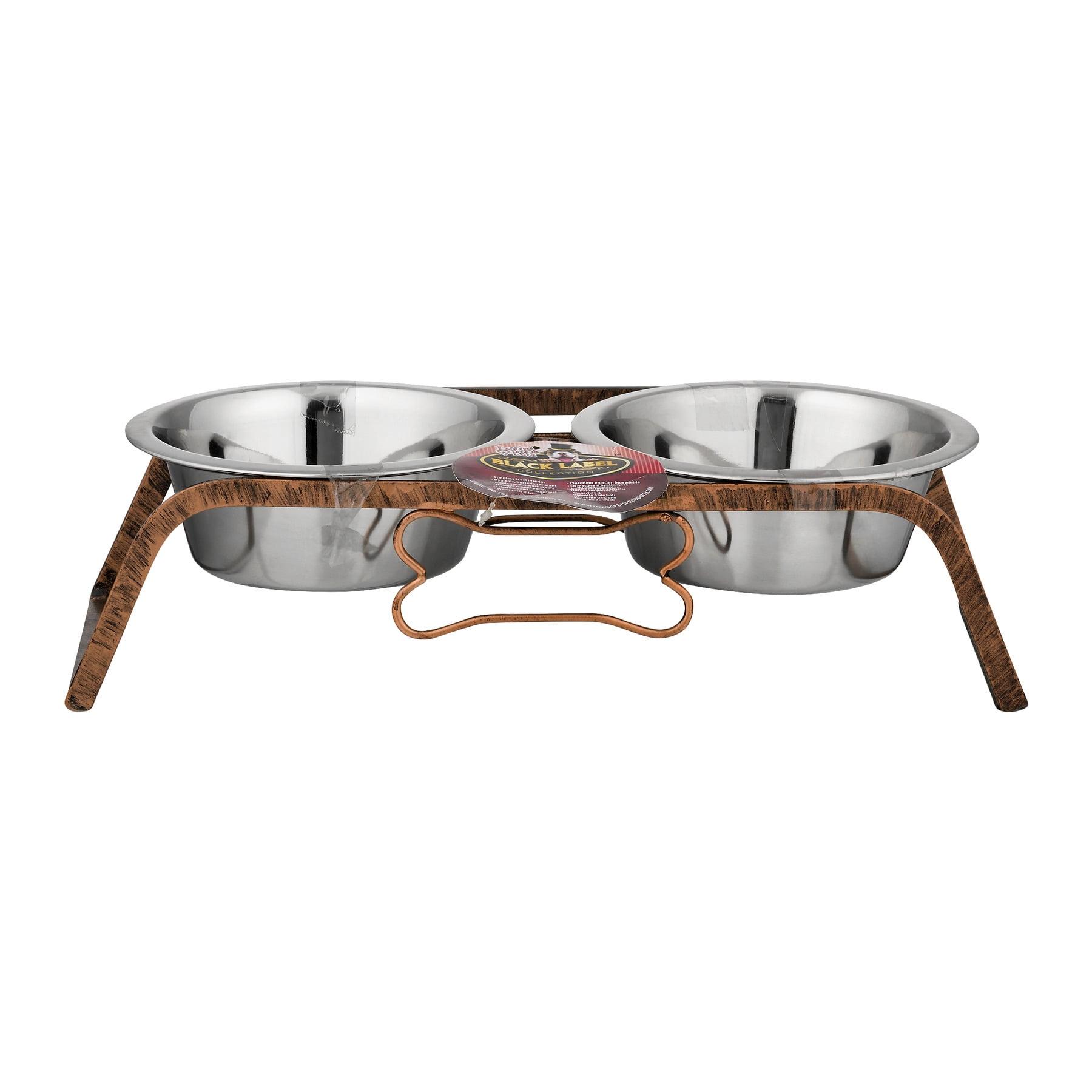 Rustic Copper Elevated Double Dog Diner with Stainless Steel Bowls