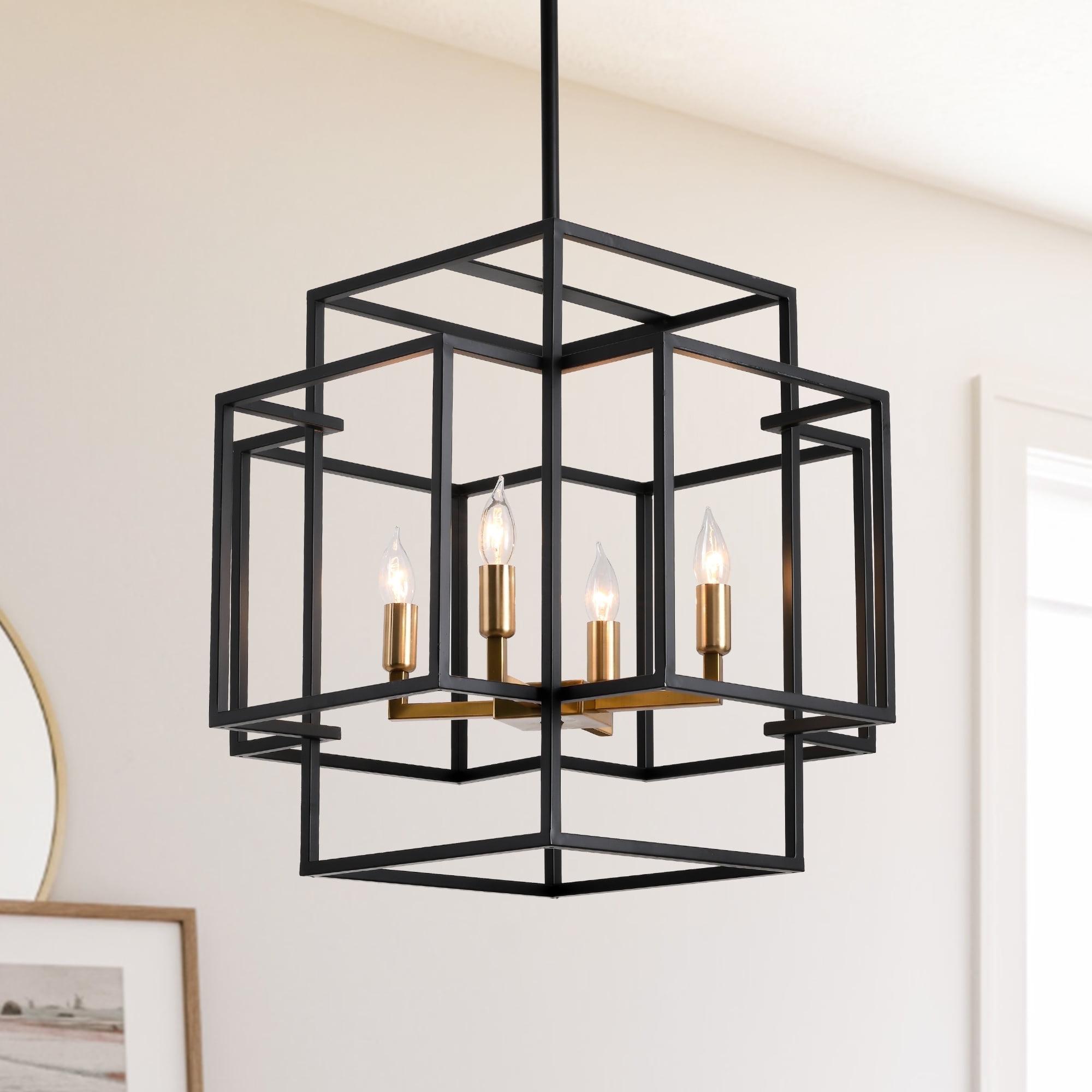 LovingAHome 4-Light Metal Lantern Tiered Pendant Lighting Fixtures Industrial Farmhouse Chandeliers