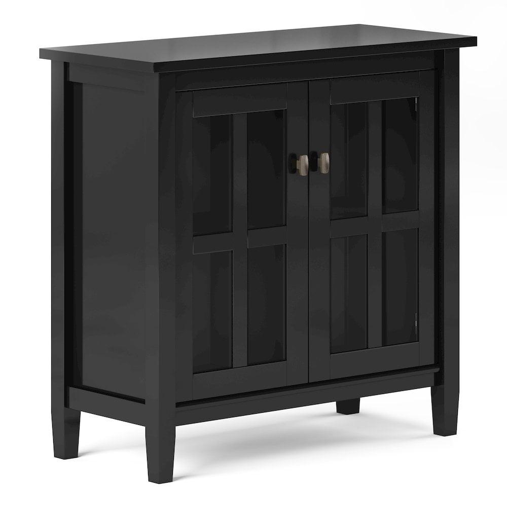 Simpli Home Warm Shaker Wood 32" Transitional Low Cabinet in Black