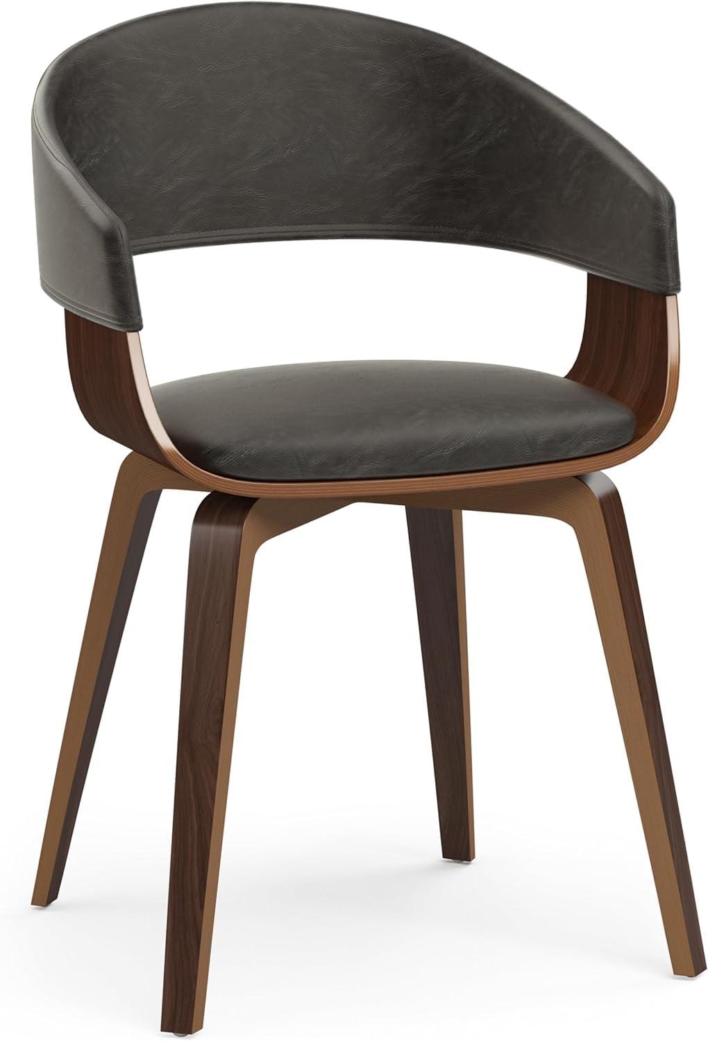 Distressed Brown Faux Leather Upholstered Bentwood Dining Chair