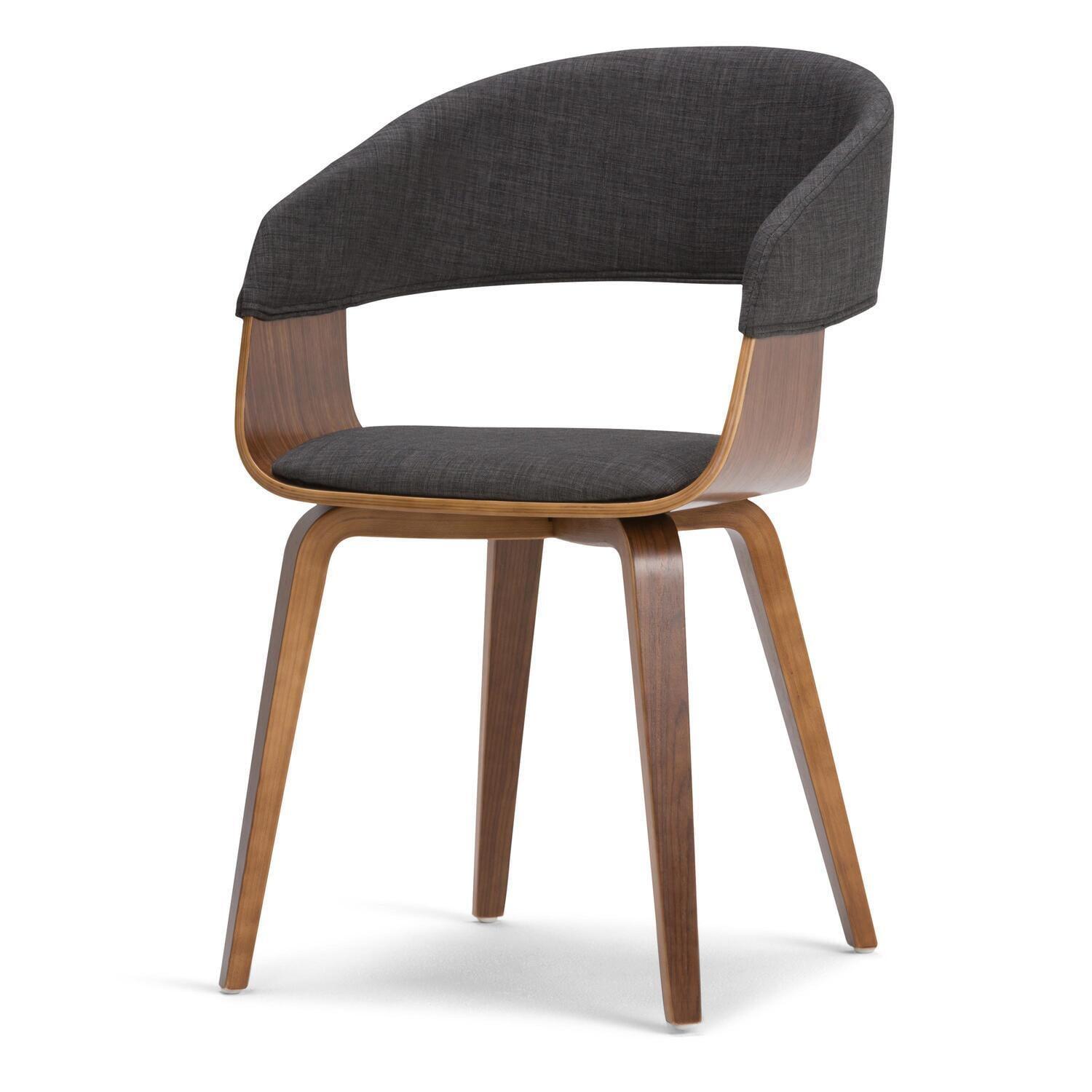 Charcoal Grey Linen and Bentwood Mid-Century Parsons Chair