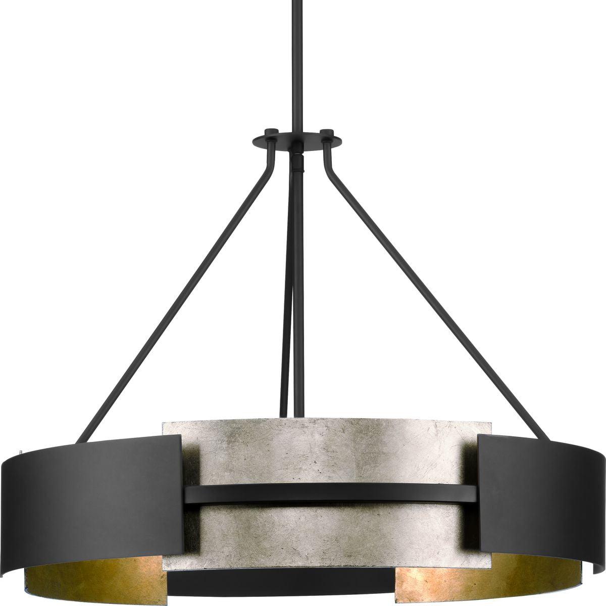 Lowery 28.5" Matte Black and Gold Drum Pendant Light