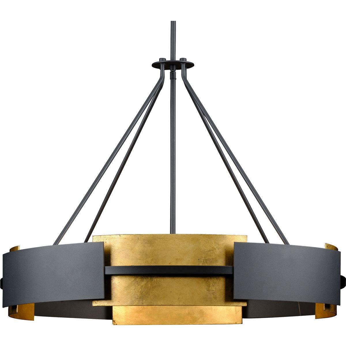 Lowery 6-Light Textured Black and Distressed Gold Modern Pendant