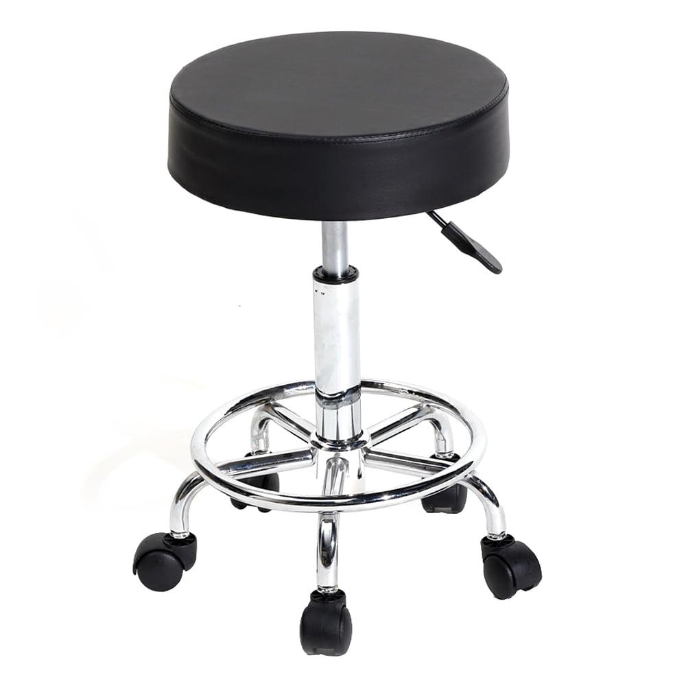 Black Adjustable Swivel Bar Stool with Chrome Base