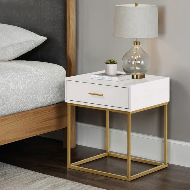 LuXeo LuXeo Catalina One Drawer Nightstand with Mustard Gold Legs