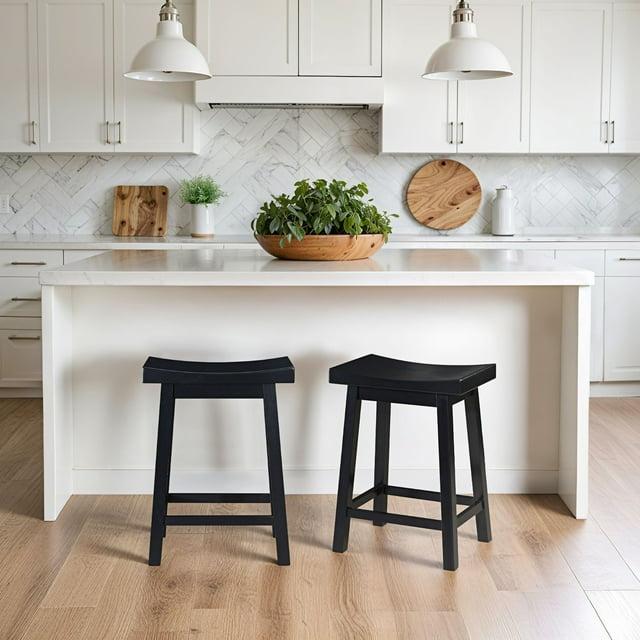 LuXeo LuXeo Lakewood Solid Wood Saddle Barstool (Set of 2)