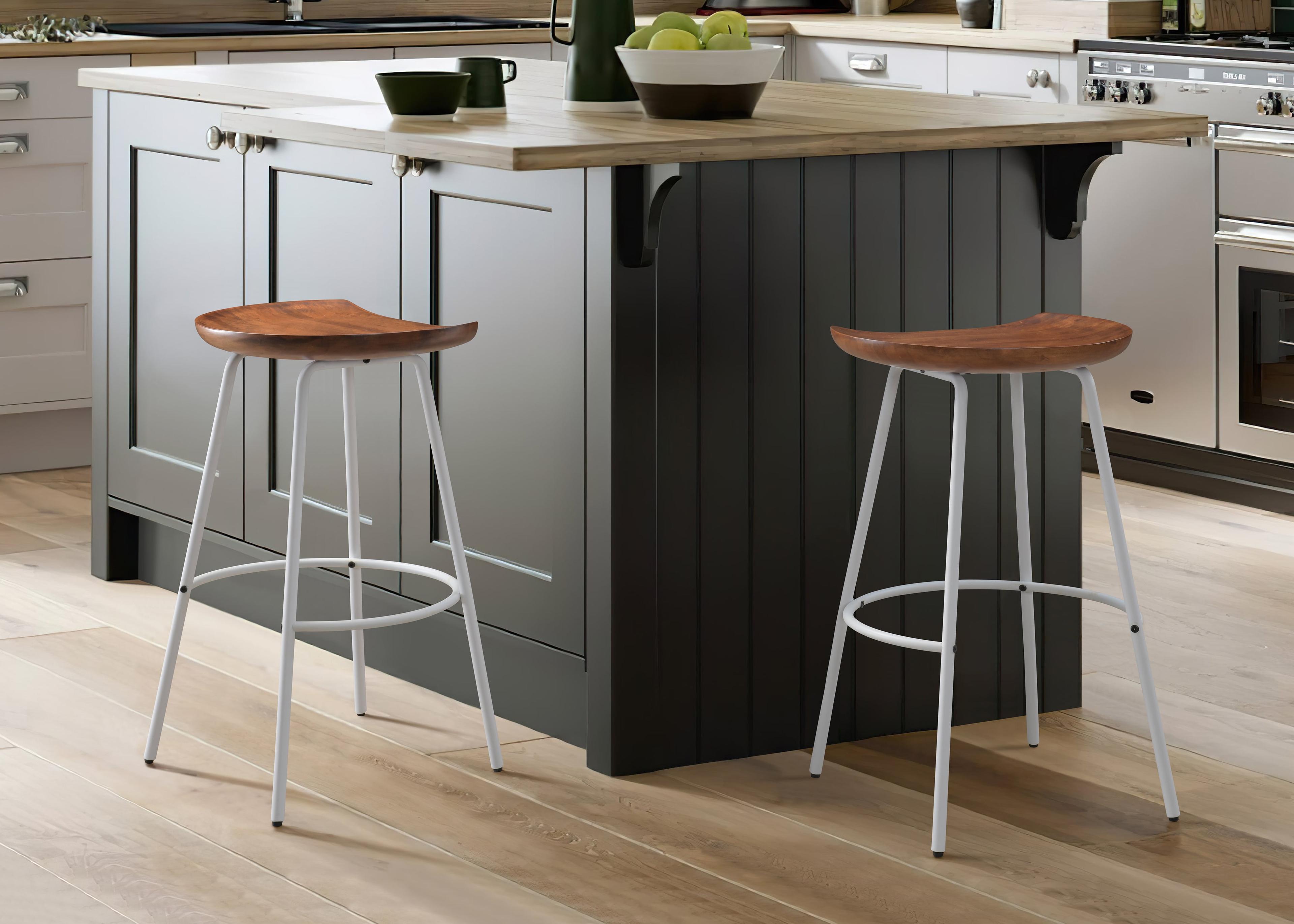 Milano Steel Legs Barstool with Solid Wood Finish