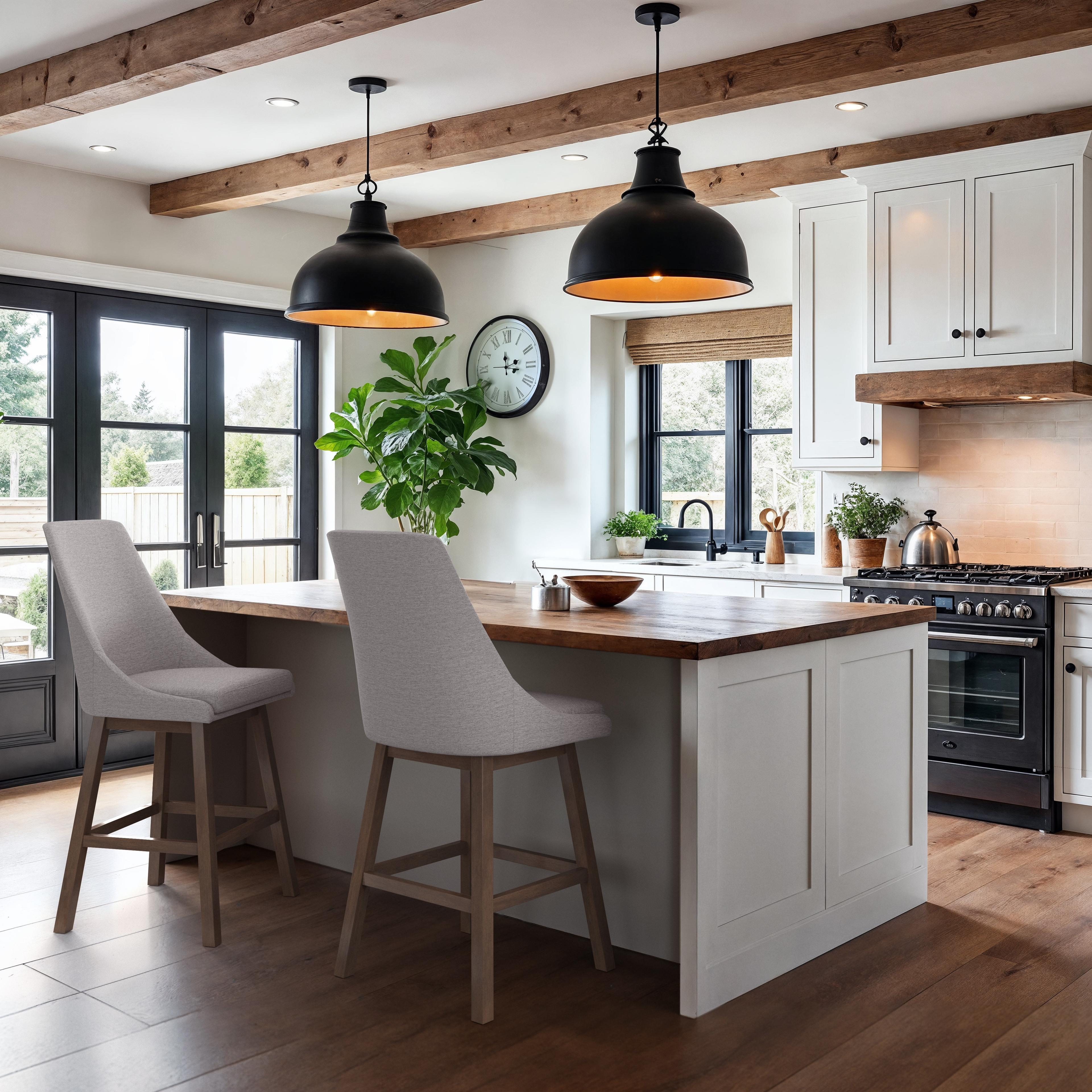 Set of 2 Boston Formed Back Fabric Barstools Light Gray - CorLiving: Upholstered, Counter Height, Rubberwood Legs