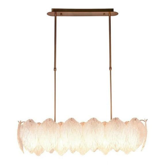 Lucas McKearn Acanthus Textured Glass Island Chandelier in Aged Brass