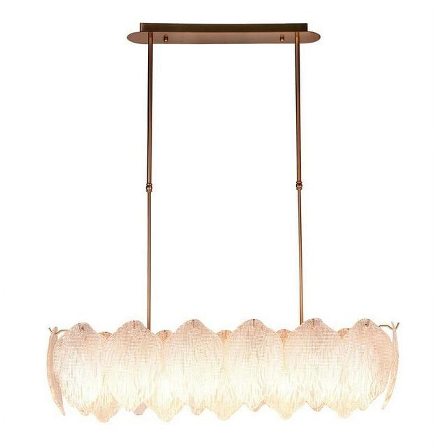 Lucas McKearn Acanthus Textured Glass Island Chandelier in Aged Brass