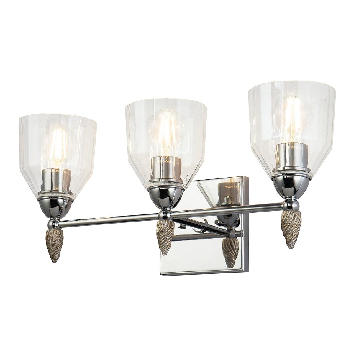 Lucas McKearn Felice 3-light Silver Acorn-shaped Bath Vanity Light in Chrome