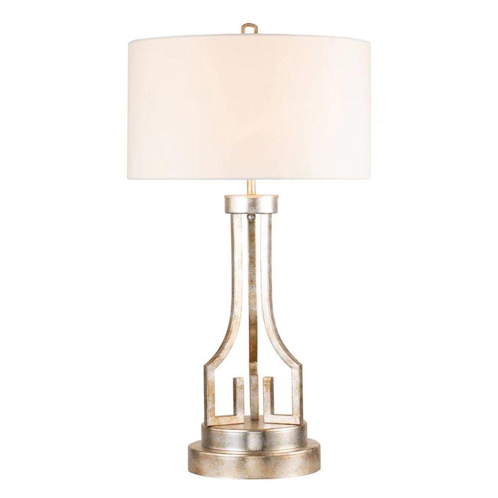 Lucas McKearn Lemuria Transitional Metal Buffet Lamp in Silver Leaf and White