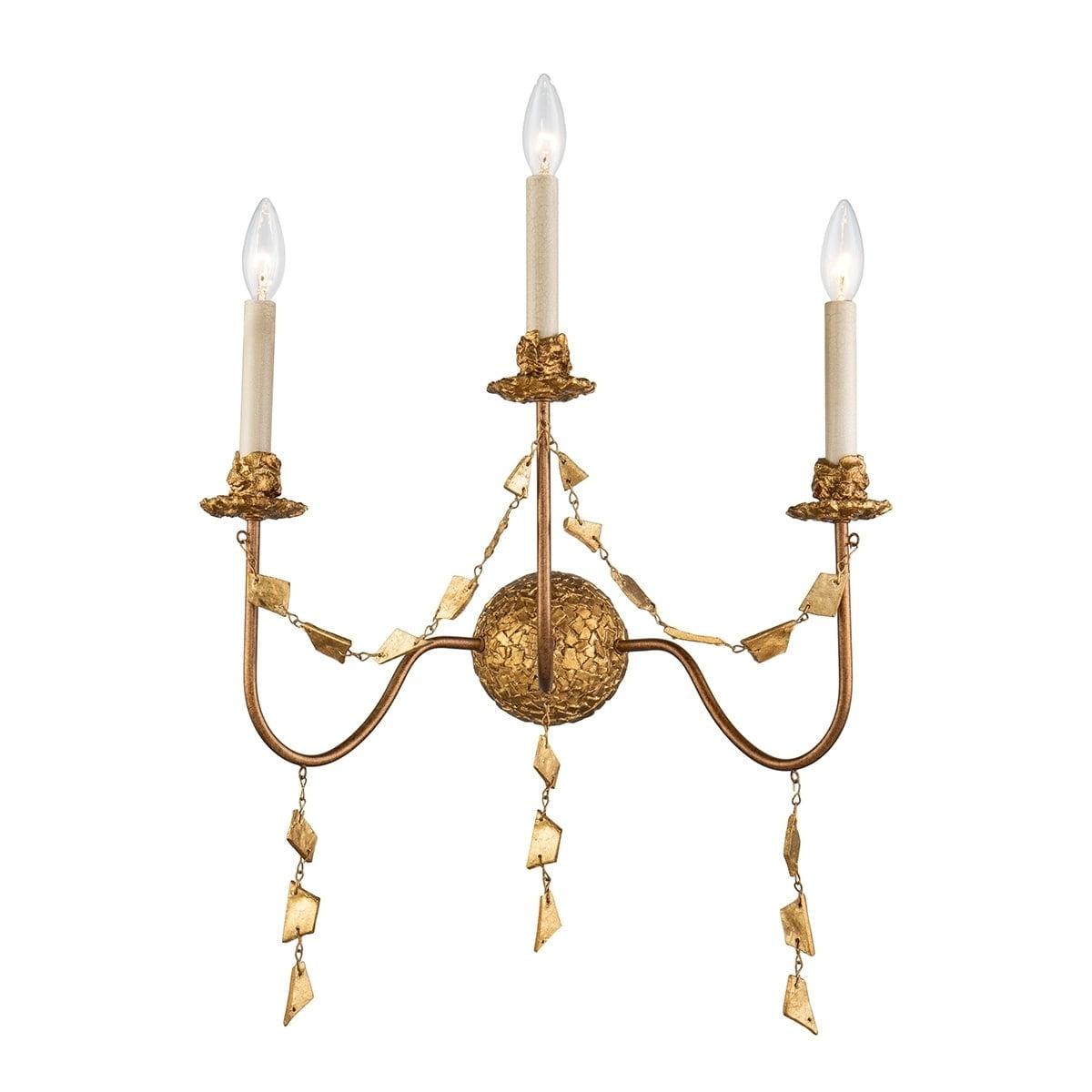 Gold Leaf 3-Light Dimmable Electric Wall Sconce