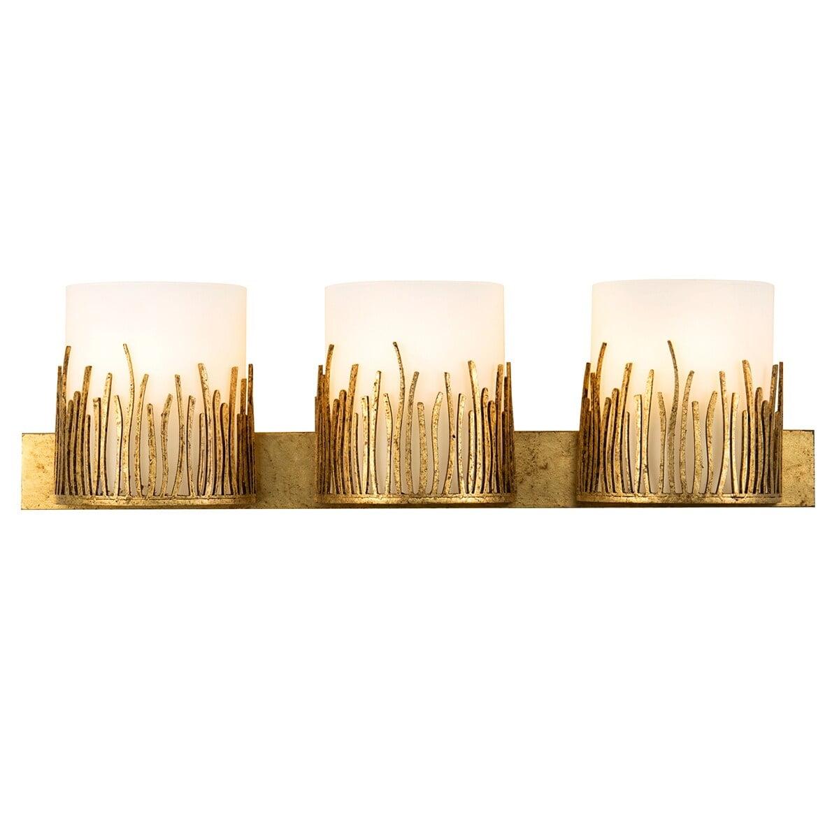 Sawgrass Gold Leaf 3-Light Dimmable Vanity Light with Frosted Glass