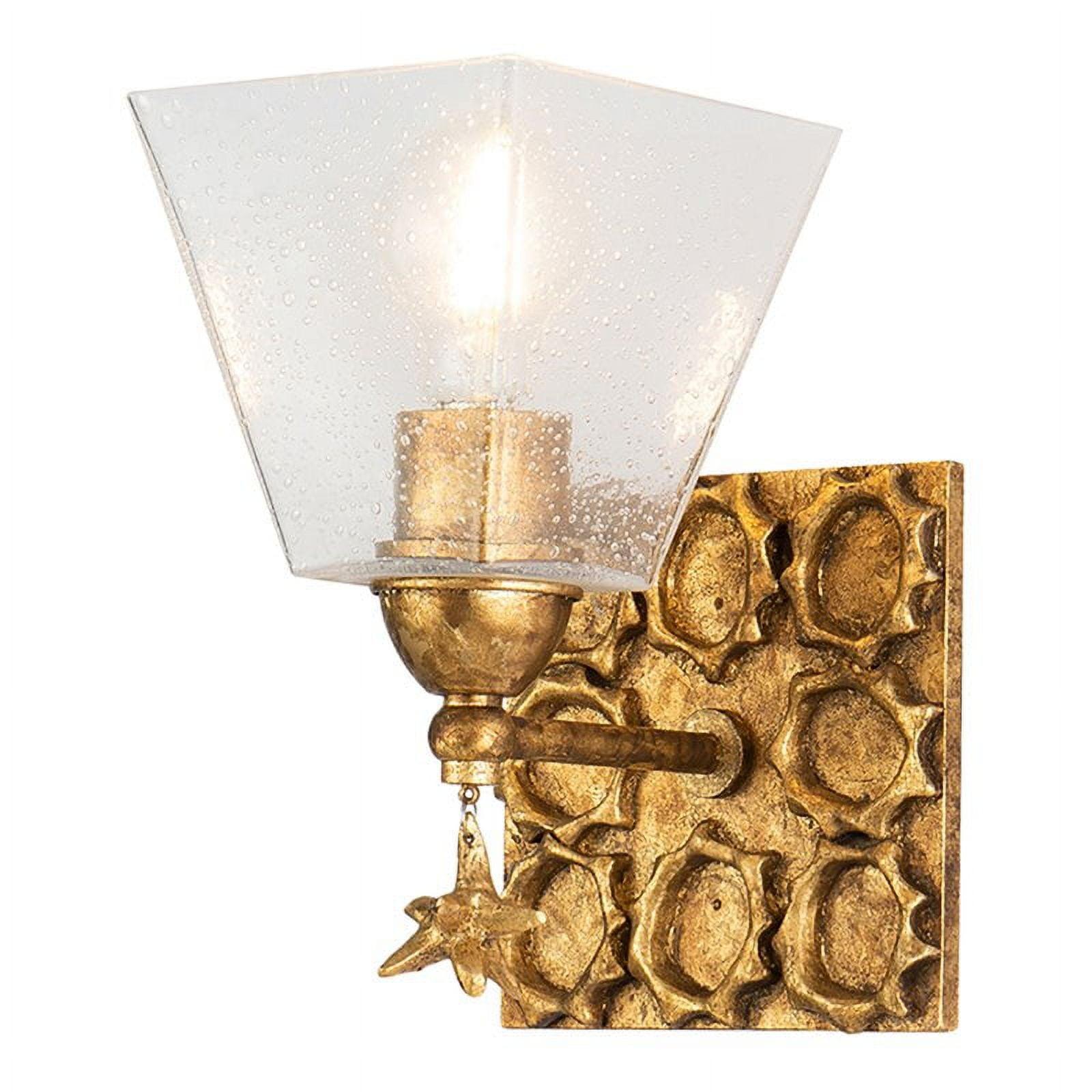 Antique Gold Leaf Star-Shaped Dimmable Wall Sconce with Clear Bubble Glass