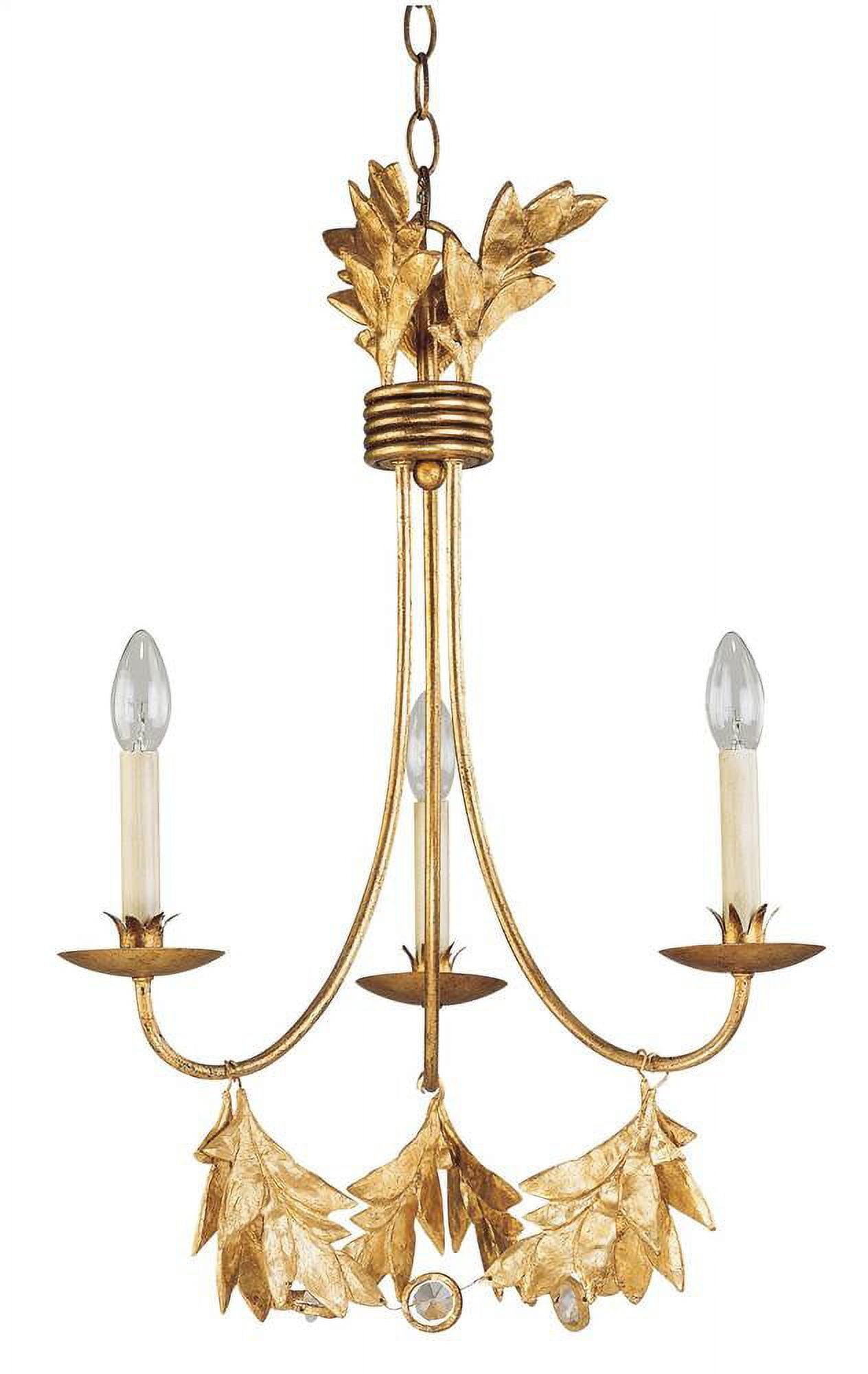 Mini Sweet Olive 3-Light Distressed Gold Crystal Chandelier