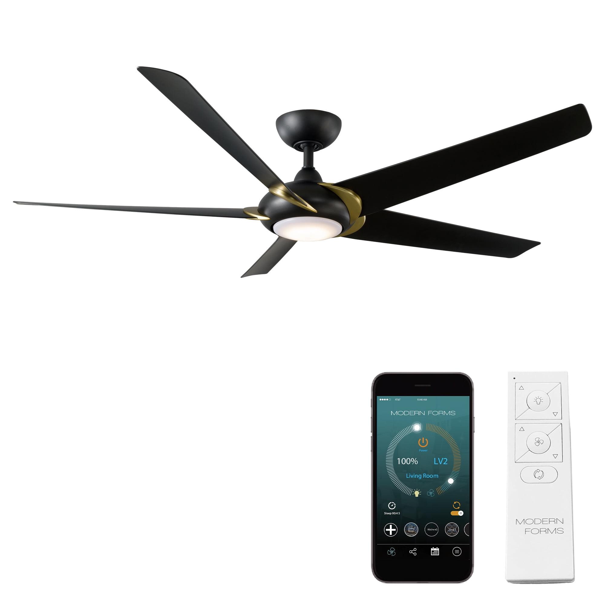 Lucid 62" Soft Brass & Matte Black Smart Ceiling Fan with Remote