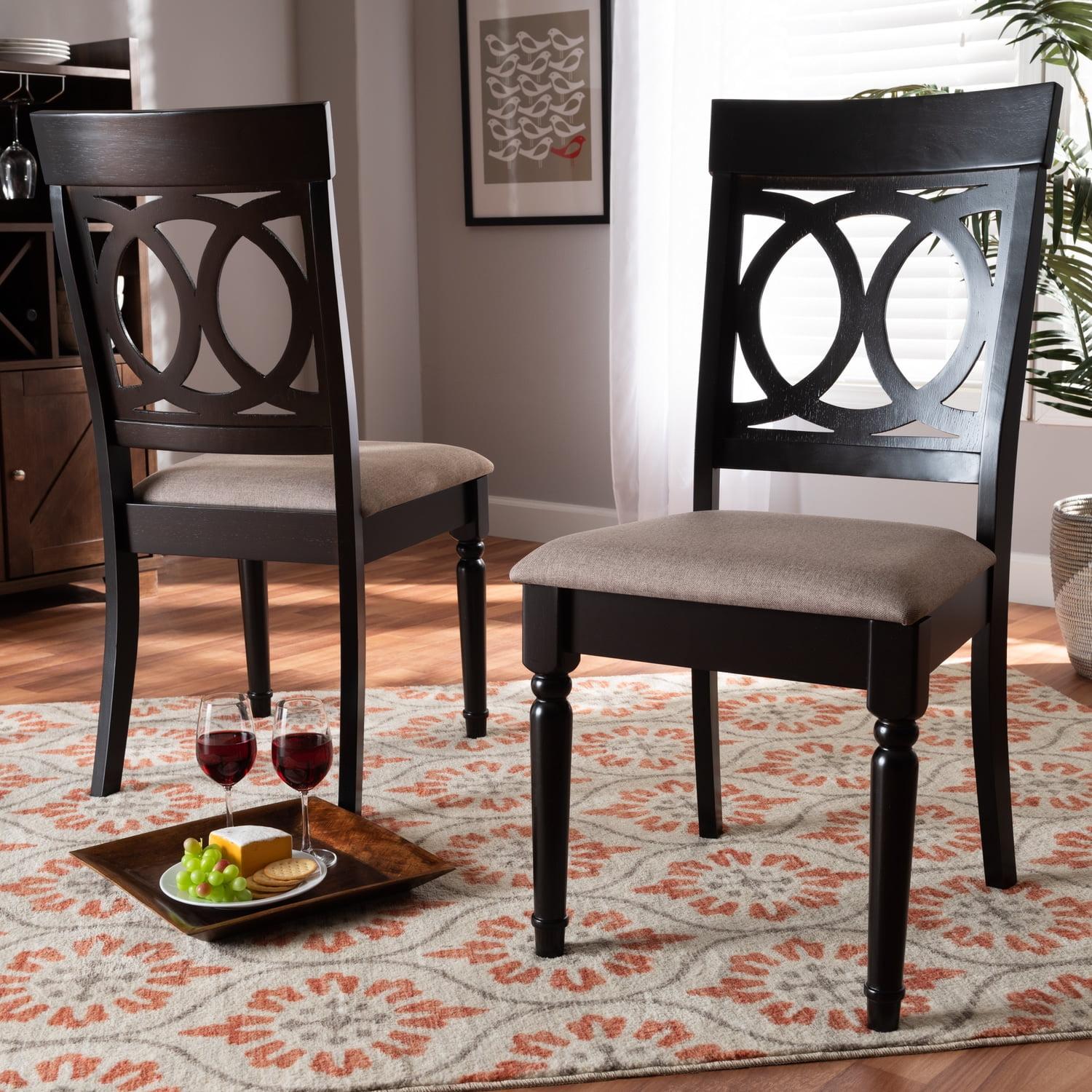 Lucie Sand and Dark Brown Wood Dining Chair Set