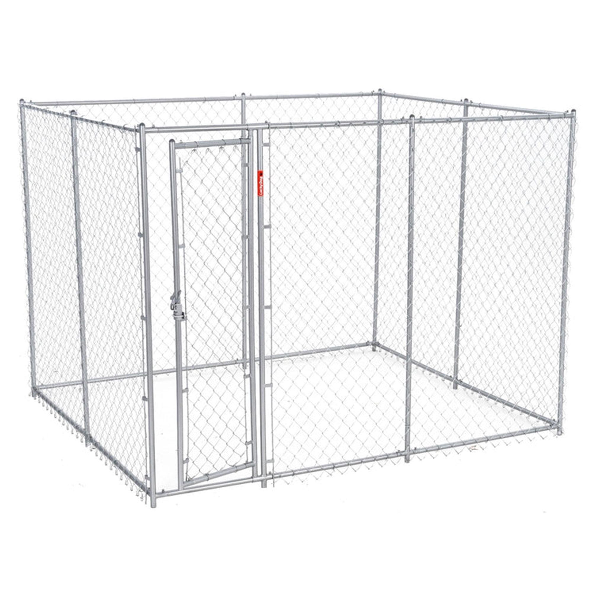 Lucky Dog 2-in-1 Size Galvanized Chain Link Kennel - Silver - CL 61528EZ