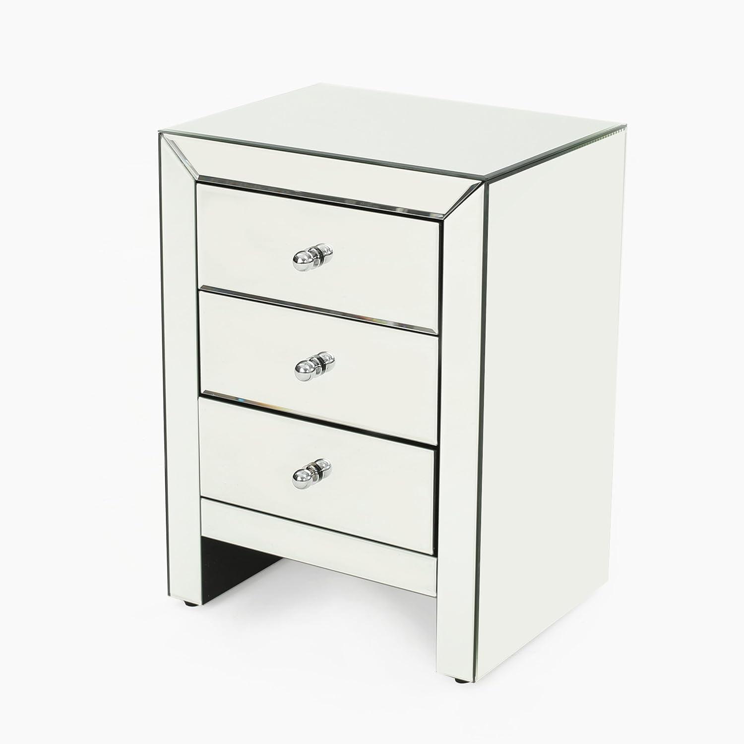 GDF Studio Vashti Mirror Finished 3 Drawer Accent Table