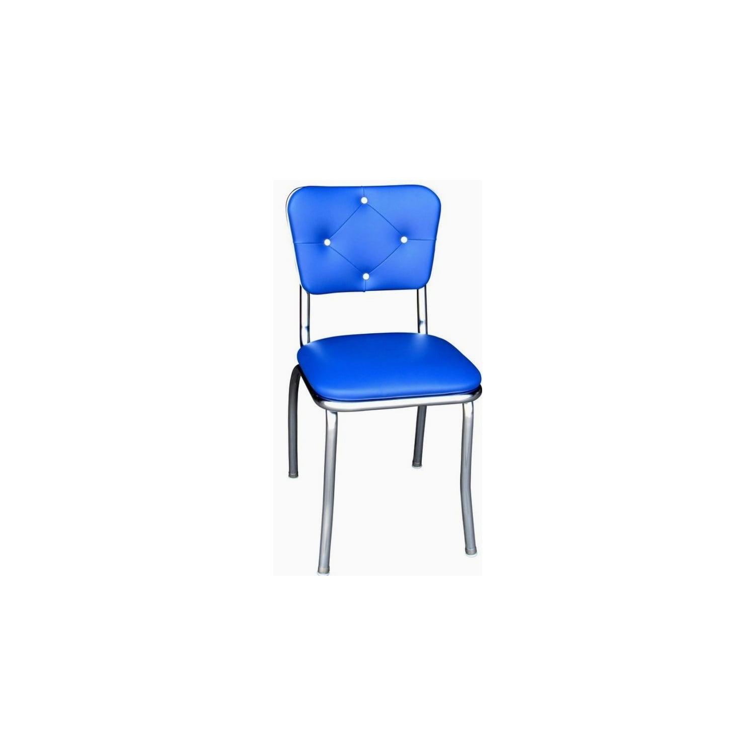 Royal Blue Upholstered Parsons Side Chair with Chrome Frame