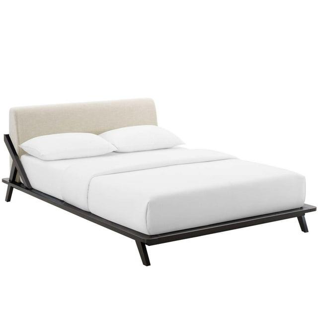 Cama con Plataforma de Tela Tapizada Tamaño Queen Luella (6047-WAL-BEI)