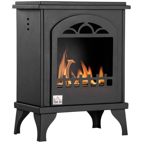 Black Wood Free-Standing Ethanol Fireplace Heater