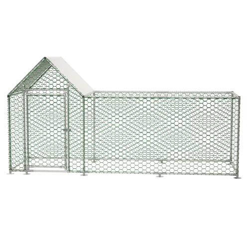 10x3FT Green Metal Chicken Coop with PVC-Coated Wire Mesh and Cover