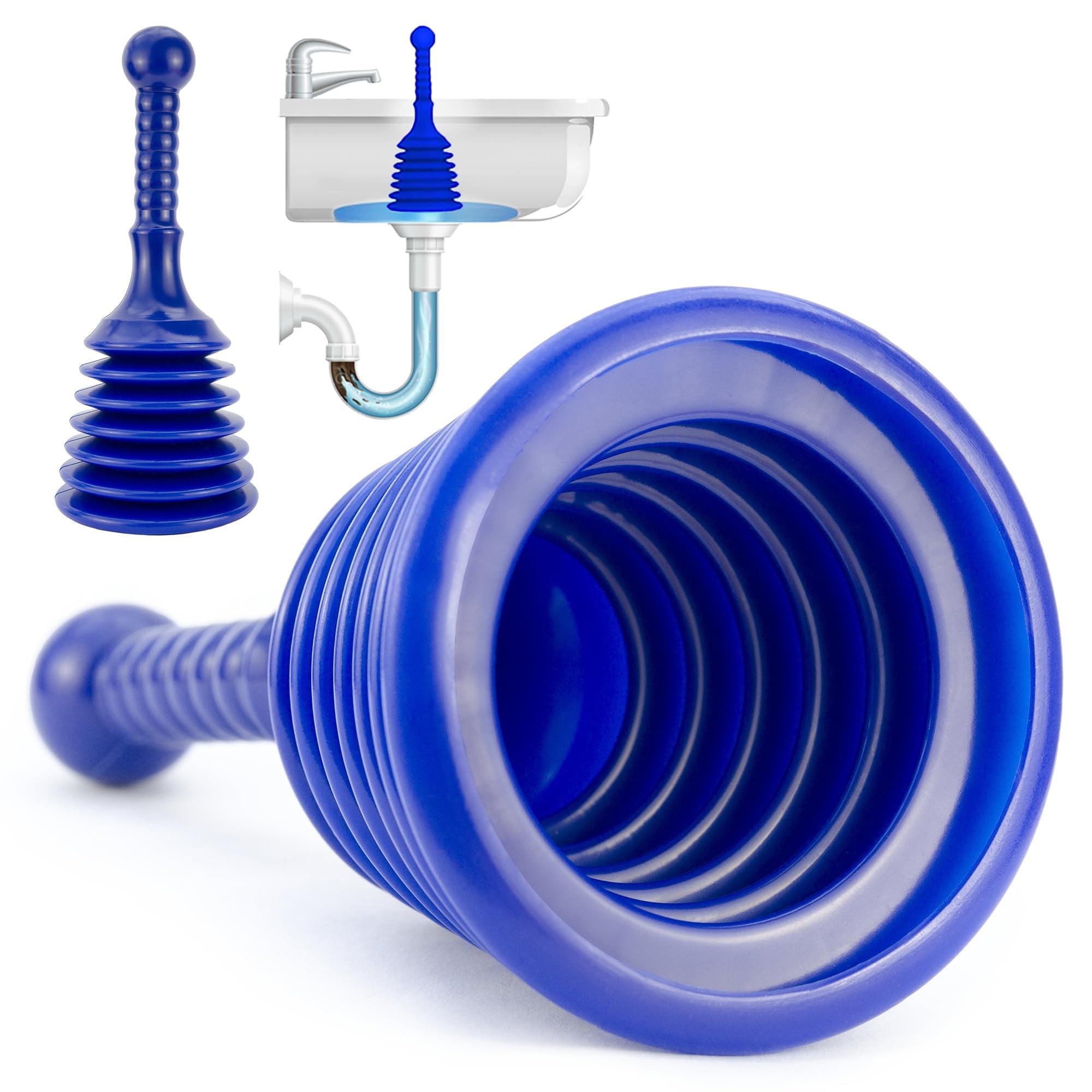 Blue PVC Accordion Sink and Drain Plunger