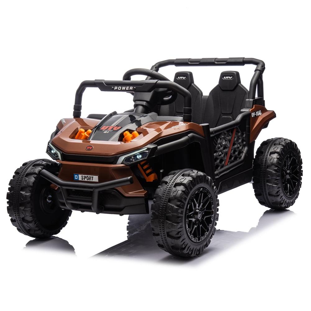 Brown 24V Kids Off-Road Ride-On Car with Remote Control