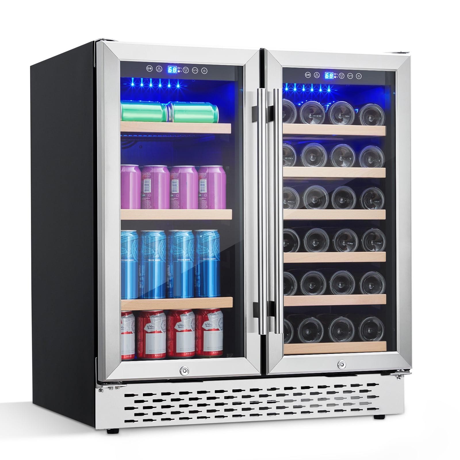 Black Dual Zone Freestanding Wine and Beverage Refrigerator with Glass Door