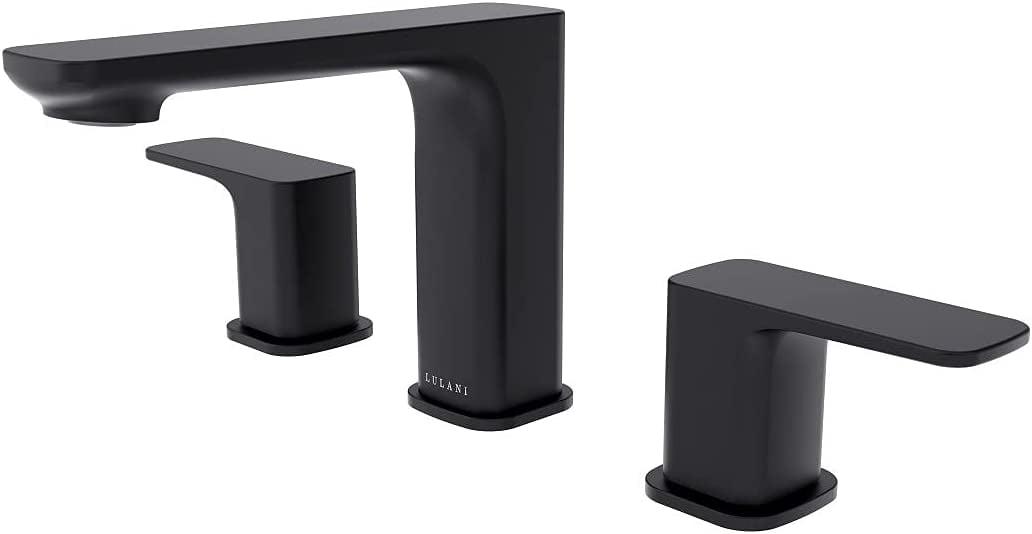 Corsica Matte Black 8" Widespread Brass Bathroom Faucet