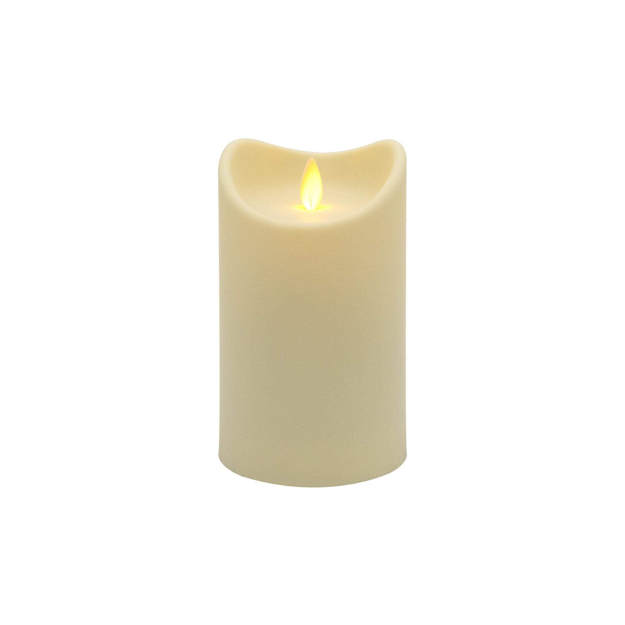 LumaBase Battery Operated Cream Pillar Candle with Moving Flame (5 inches)
