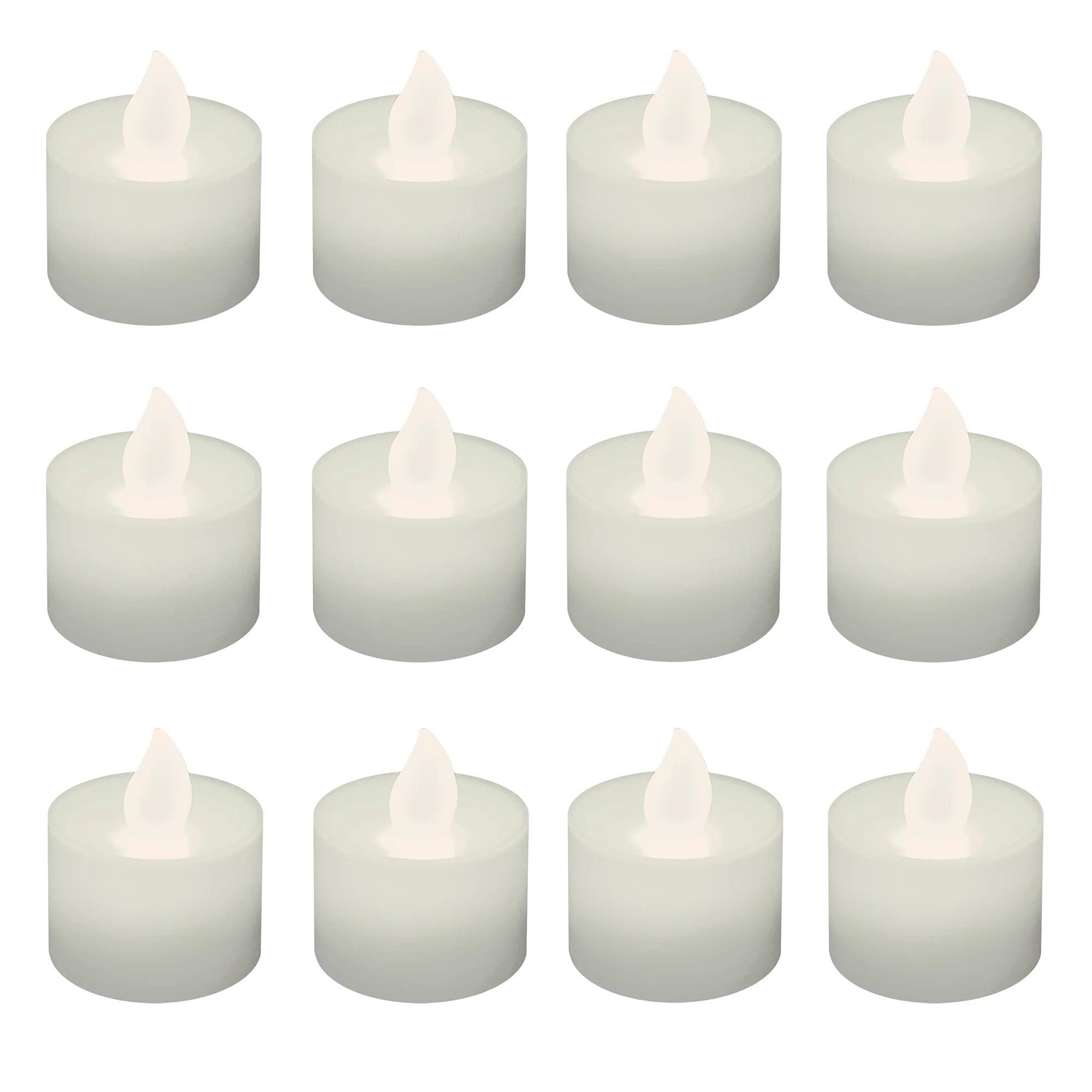 LumaBase Battery Operated Tea Light Candles - Set of 12 (Soft White)