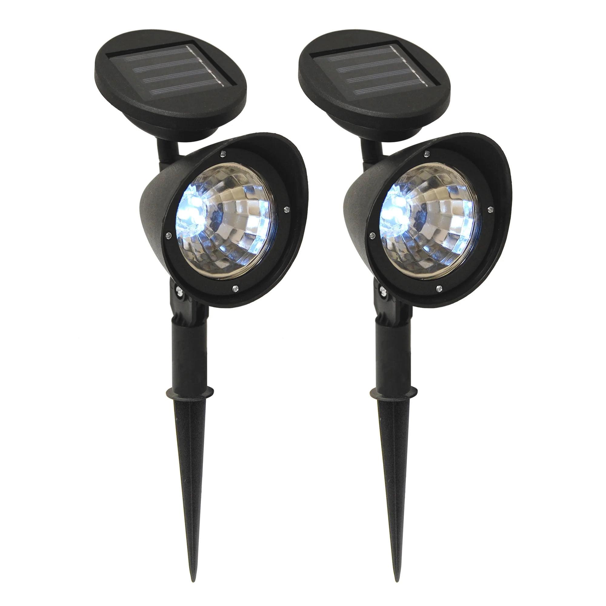 Black Solar Powered Outdoor Spotlights Set of Two