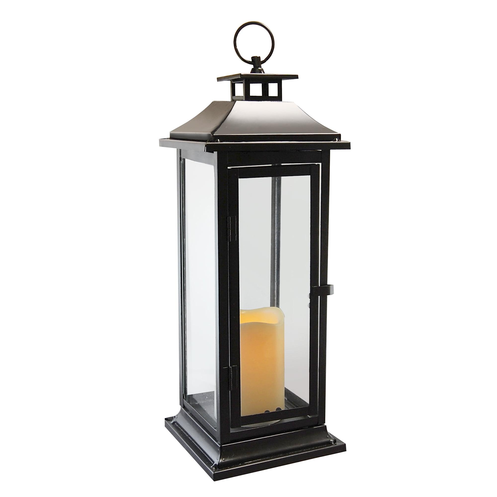 Amber Glow Flameless LED Pillar Lantern in Coastal Style