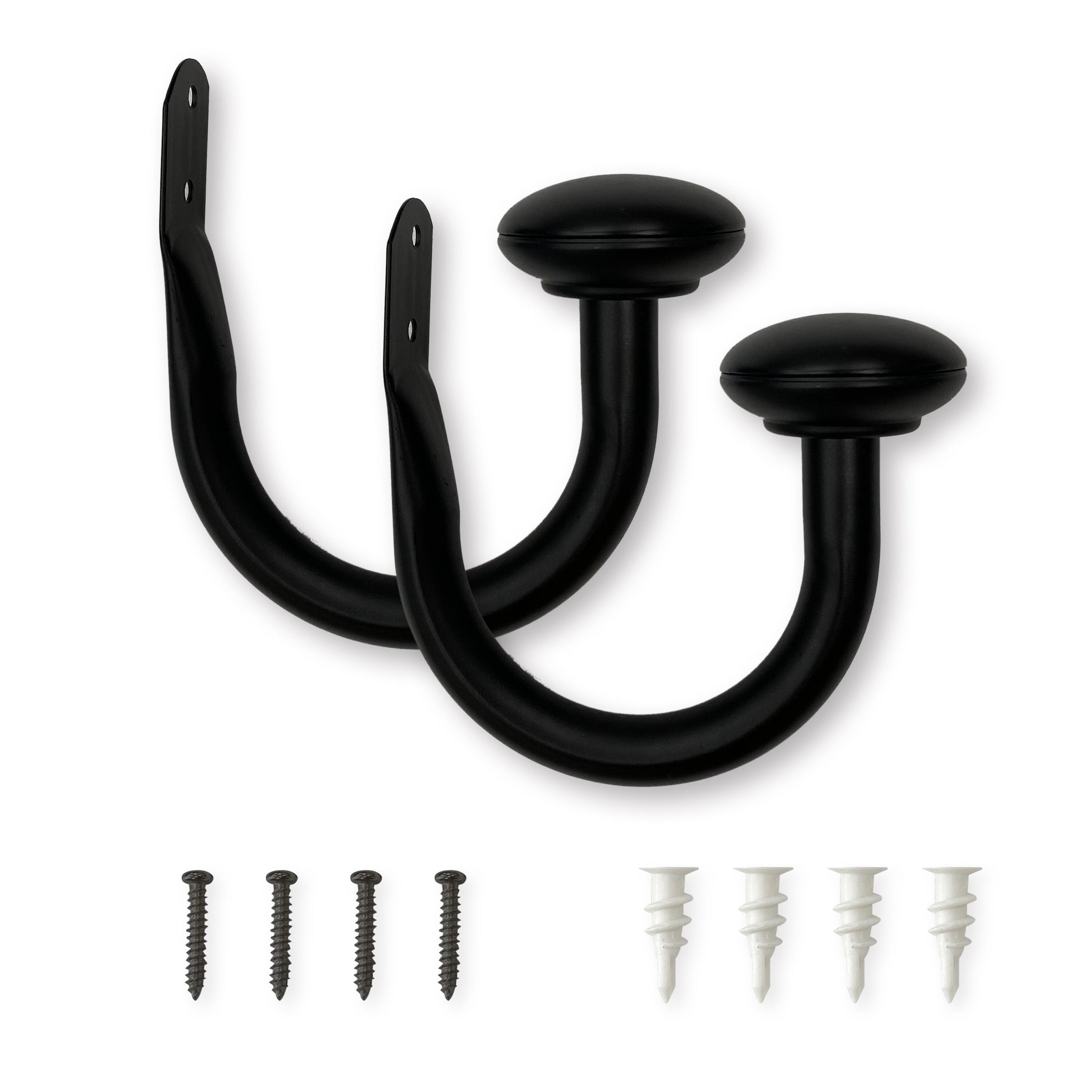 Set of 2 (2.7"x6.5") Steel Curtain Holdbacks in Matte Black - Lumi Home Furnishings