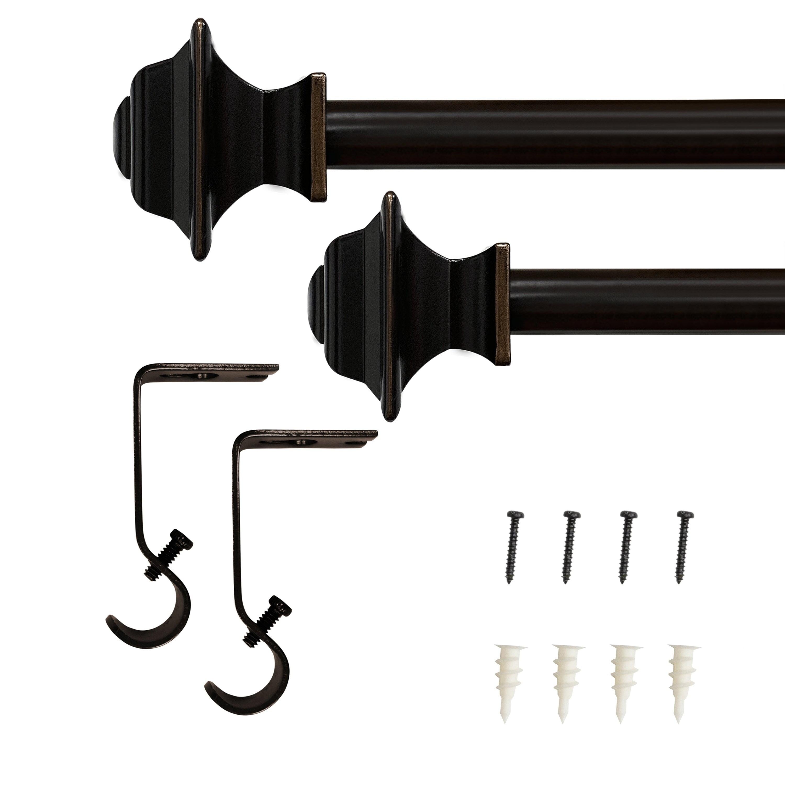 Lumi Oil Rubbed Bronze Adjustable Curtain Rod with Square Finials