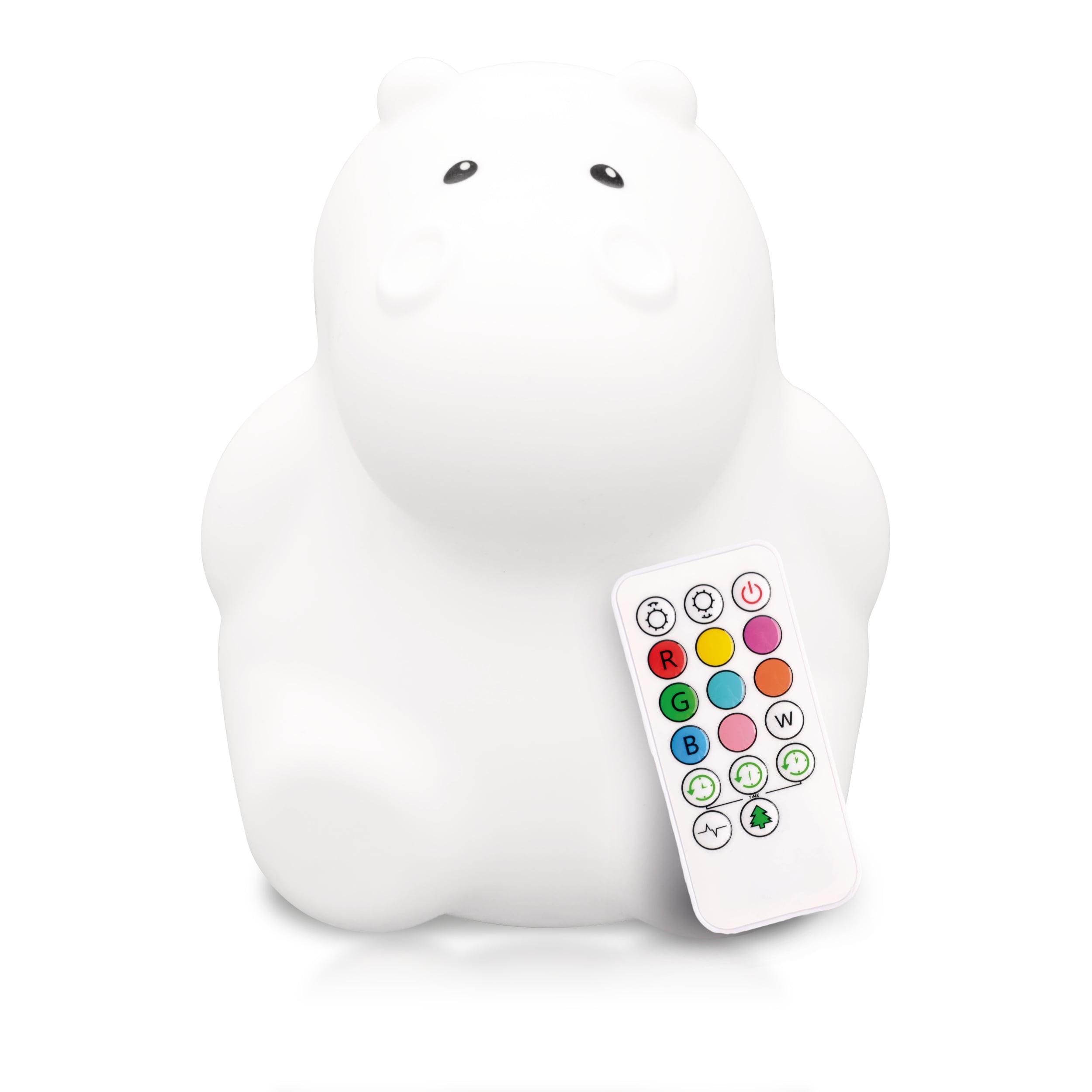 LumiPets Nursery Nightlight: Hippo-Shaped Baby Nightlight - Rechargeable with Remote