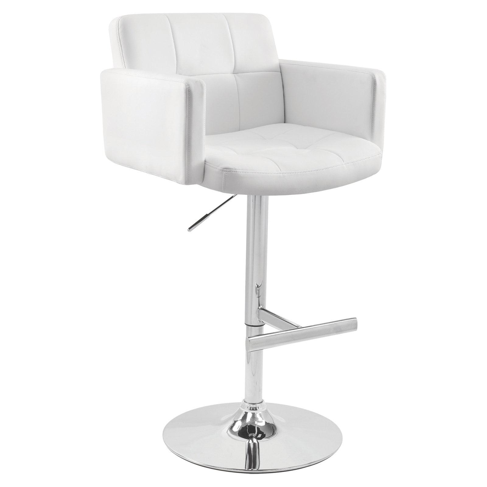 32" Stout Barstool Metal White - LumiSource: Adjustable, Swivel, with Armrests & High Back