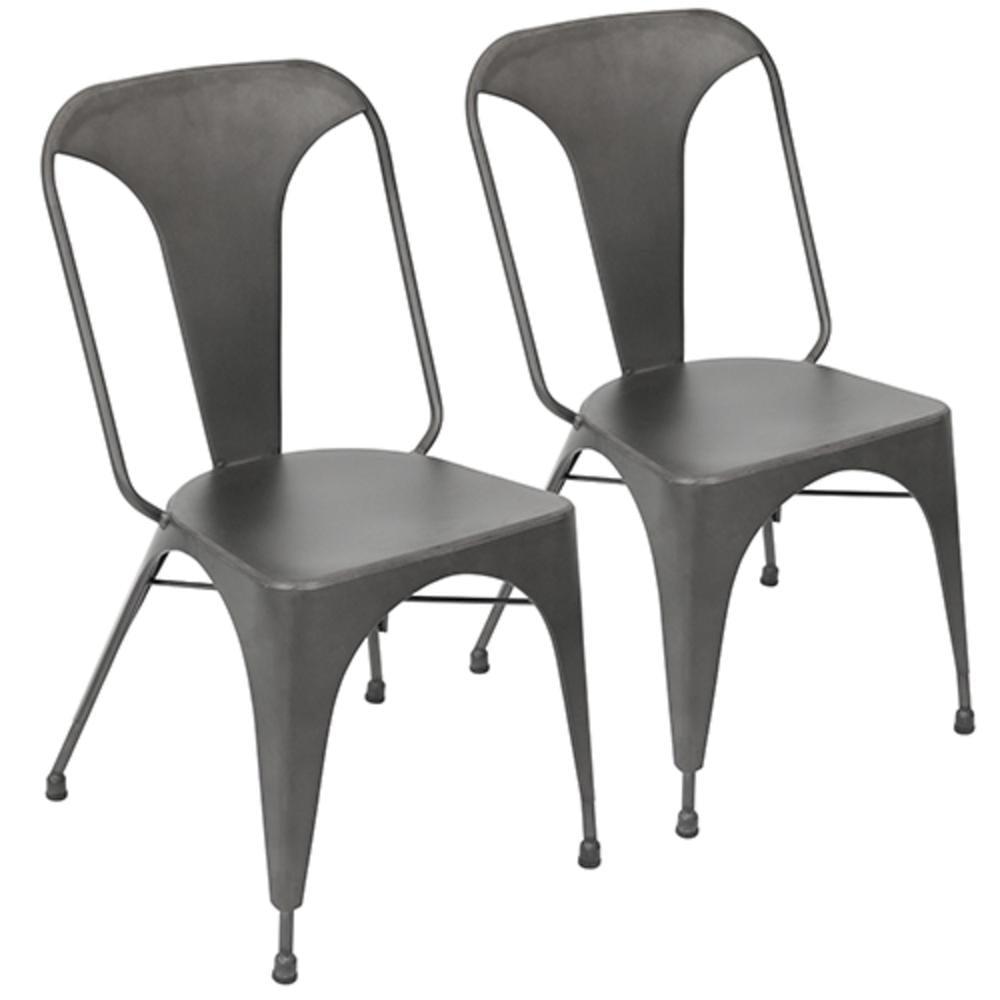 Matte Grey High Metal Slat Back Side Chair