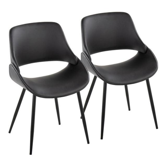 Set of 2 Fabrico Dining Chairs Black - LumiSource: Upholstered, Metal Legs, Faux Leather, Contemporary Style