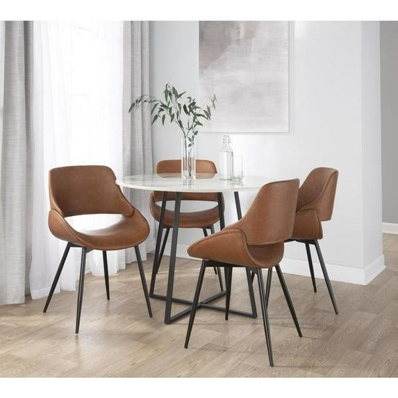 Set of 2 Fabrico Dining Chairs Black/Camel - LumiSource: Faux Leather, Metal Legs, Comfort Design