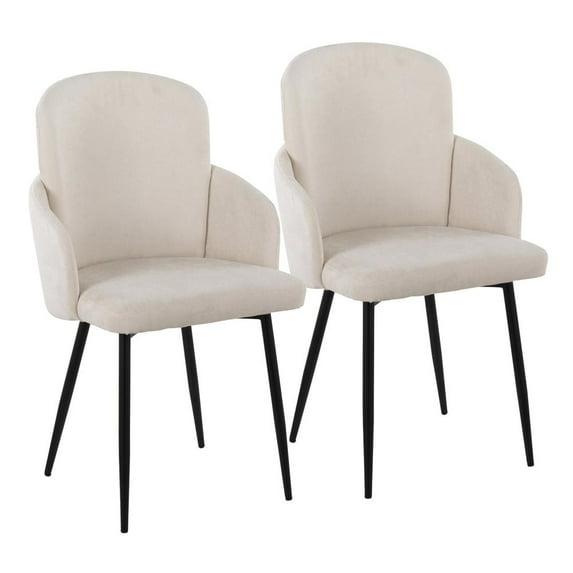 Set of 2 Dahlia Dining Chairs Black/Cream - LumiSource: Metal Legs, Upholstered, Contemporary Design