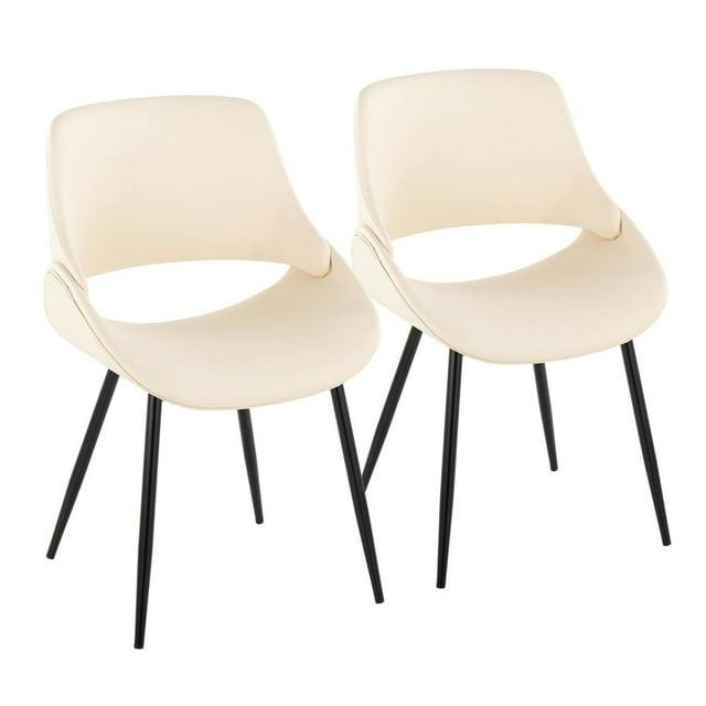 Set of 2 Fabrico Dining Chairs Black/Cream Faux Leather - LumiSource: Upholstered Metal Frame, Foam Padding