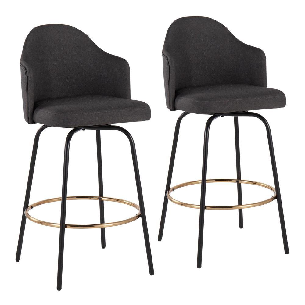 Set of 2 Ahoy Counter Height Barstools with Swivel Seat, Metal Frame - LumiSource: Upholstered, Fixed Height
