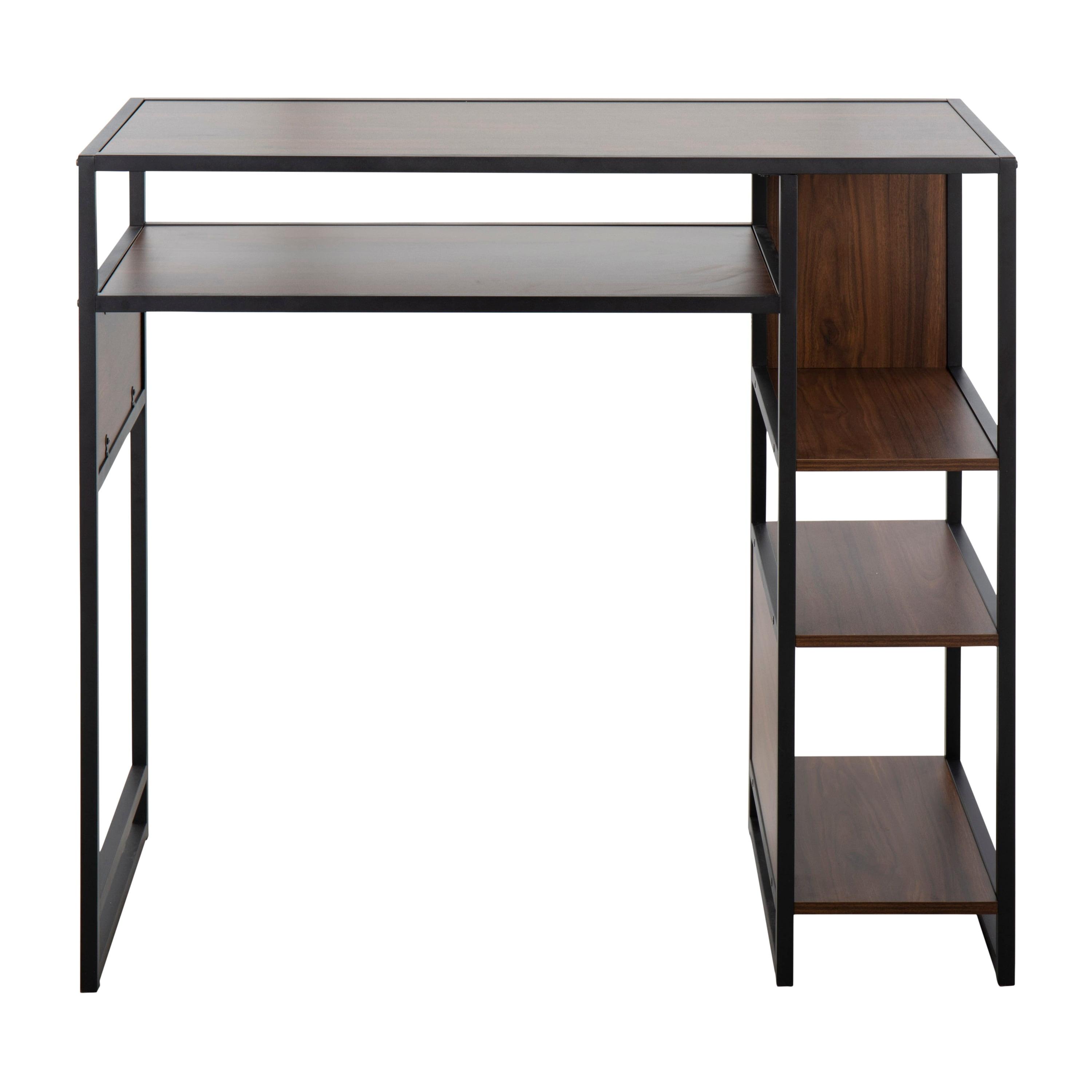 43" Display Rectangle Wood Bar Height Table Walnut/Black - Lumisource: Steel Frame, Multi-Use, 4 Shelves