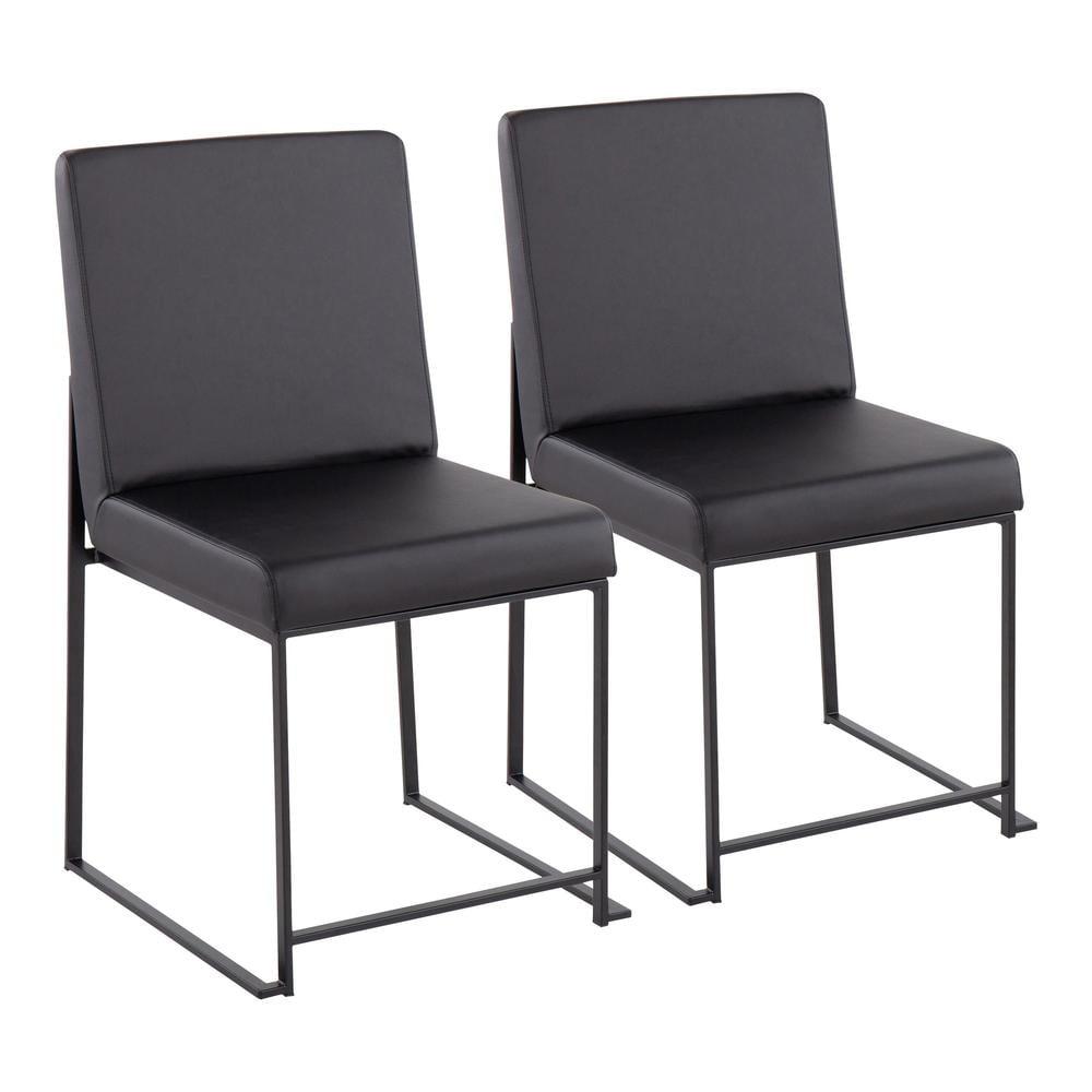 Set of 2 High Back Fuji Dining Chairs: Upholstered, Armless, Steel Frame - LumiSource