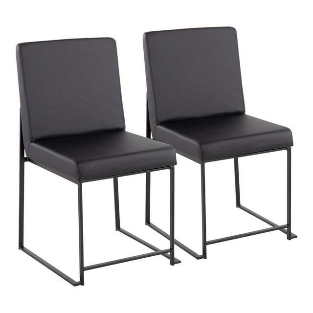 Set of 2 High Back Fuji Dining Chairs: Upholstered, Armless, Steel Frame - LumiSource